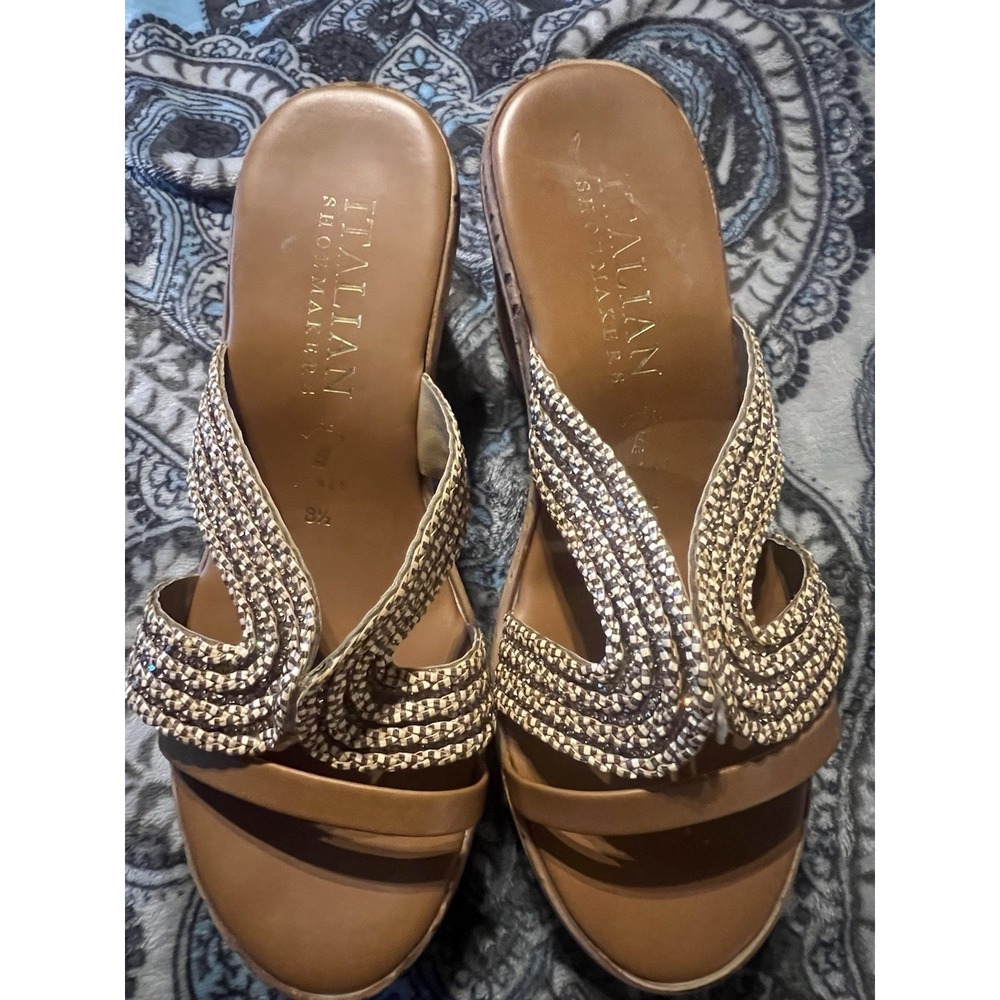 Italian Shoemakers Women's Size 8.5 Sandals Brown Open Toe - Picture 1 of 2
